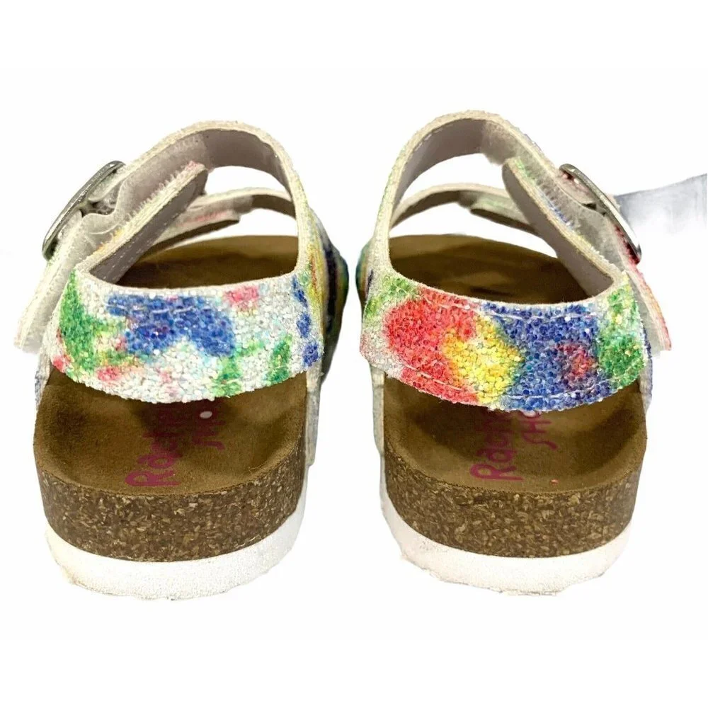 Rachel Shoes Lil Jill 6M Baby Footbed Sandals Floral Glitter Buckle Summer Baby‎